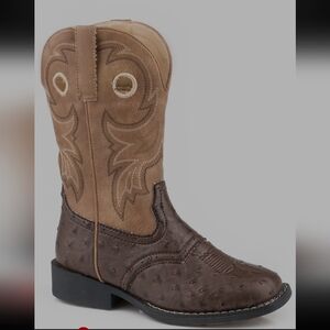 Roper Ostrich Brown Western Boots